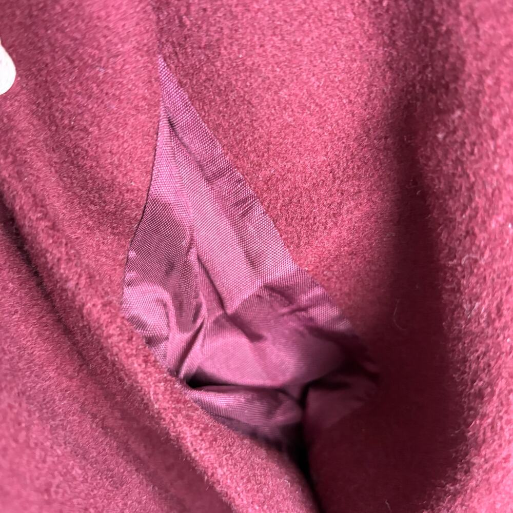 Michael Kors Wool Coat 14 Burgundy Red Jacket Button Pea Coat Academia Prep - Picture 4 of 6